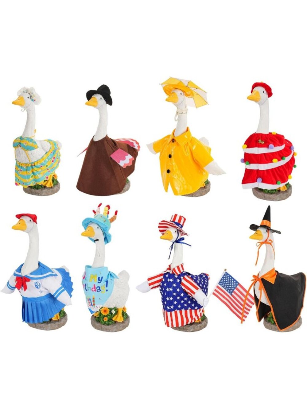 8-Piece Seasonal Goose Outfit Set for 23” Lawn Decor - Holiday Costumes for All